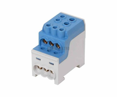 Blok pro rozdělení fází UVB 200 N, 1pól., 200A, 1000V, modrý, na DIN 1006065 eleman