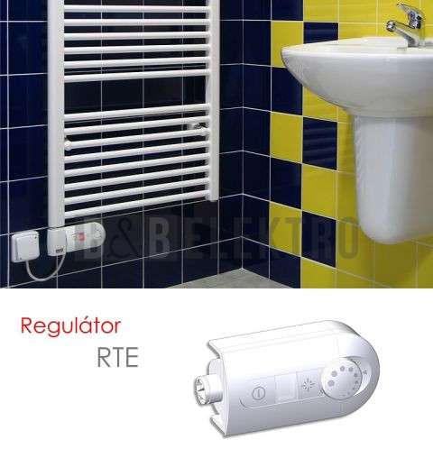 Regulátor RTE MS s funkcí sušení ke koupelnovým elektrickým radiátorům ve stříbrné barvě
