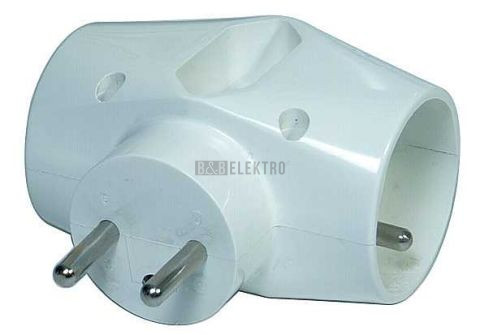 Rozbočka 2x kulatá + 1x plochá zásuvka typ EF-7 bílá barva