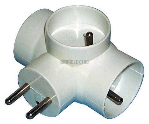 Rozbočka 3x kulatá zásuvka typ F3NI-3 bílá barva