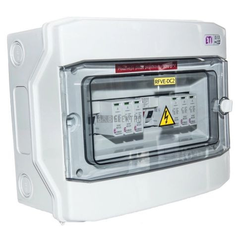 Kompletní rozvodnice DC na povrch 18-modulů IP65 pro FVE, RFVE-DC2-2-T12S 2 stringy ETI 001105402S