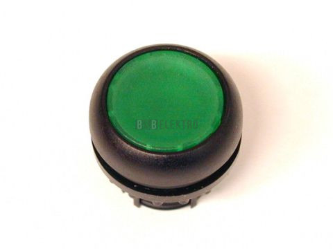 M22S-DR-G-X1 tlačítko zapuštěné zelené s popisem,s aretací,čelní kroužek černý
