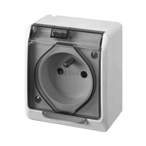 GALATEA IP44 Zásuvka 2P+PE (bílá / průhledné víčko) typ 5321-01 famatel