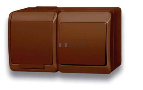 GALATEA IP44 Přepínač střídavý č.6+zásuvka 2P+PE (hnědá) typ 5327-20 famatel