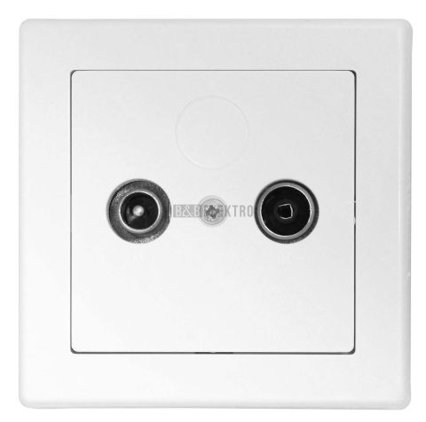 Zásuvka TV+R JUPITER P, barva bílá, kompletní, Greenlux GXKP012