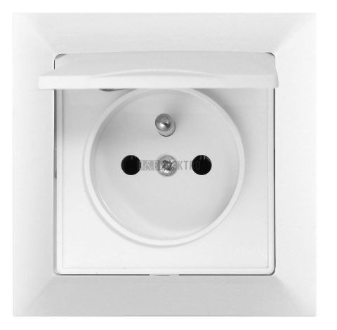Zásuvka s víčkem IP44 PREMUIM ZA-16 CV, barva bílá, kompletní, Greenlux GXKP037