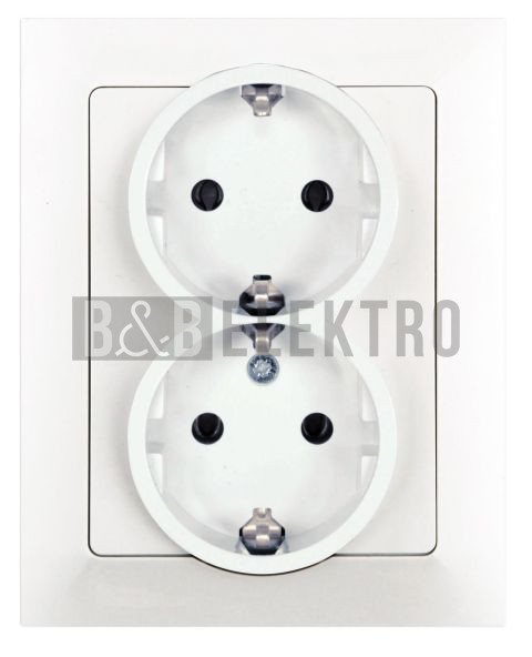 Zásuvka dvojnásobná PREMIUM ZA-27 SCHUKO, barva bílá, Greenlux GXKP039