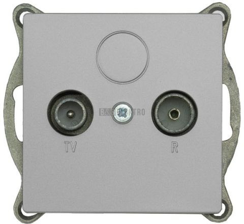 Zásuvka TV+R PREMIUM P M-S, barva stříbrná, bez rámečku, Greenlux GXKP142