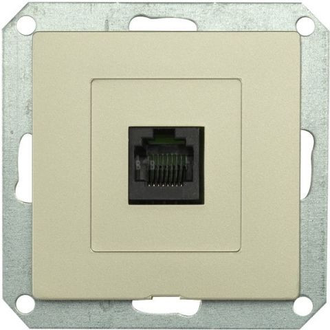 Zásuvka komunikační PREMIUM 1 PC M-P, barva šampaň, bez rámečku, Greenlux GXKP248