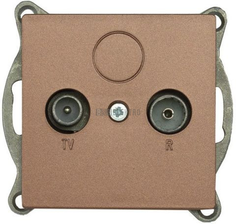 Zásuvka TV+R PREMIUM P M-A, barva mahagonová, bez rámečku, Greenlux GXKP342
