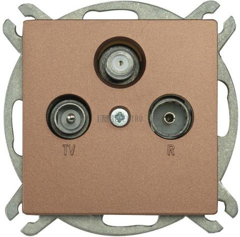Zásuvka TV+R+SAT PREMIUM K M-A, barva mahagonová, bez rámečku, Greenlux GXKP343