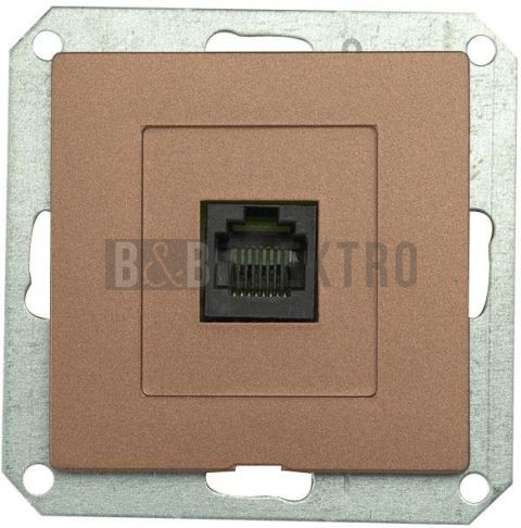 Zásuvka telefonní PREMIUM 1 PH 4pin M-A, barva mahagonová, bez rámečku, Greenlux GXKP346