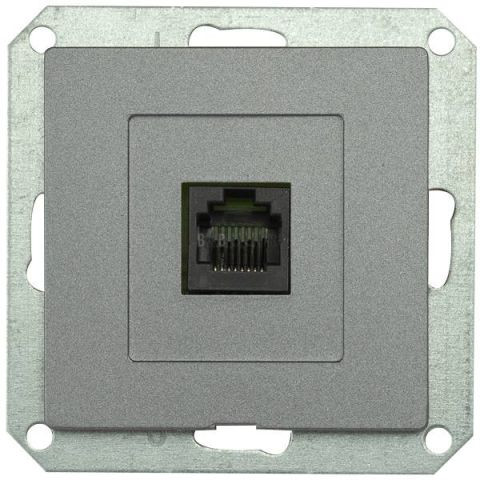 Zásuvka telefonní PREMIUM PH 6pin M-G, barva grafitová, bez rámečku, Greenlux GXKP447