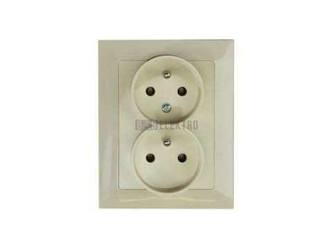 Zásuvka dvojnásobná PREMIUM ZA-26 C, barva slonová kost, kompletní, Greenlux GXKP638