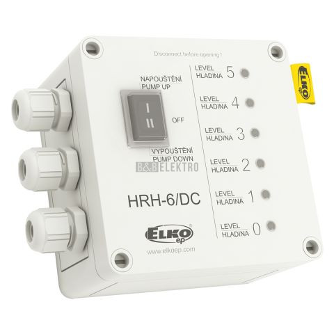 Hladinový spínač HRH-6/DC víceúrovňový, napájení DC 12-24V, sestava v IP65, elko ep