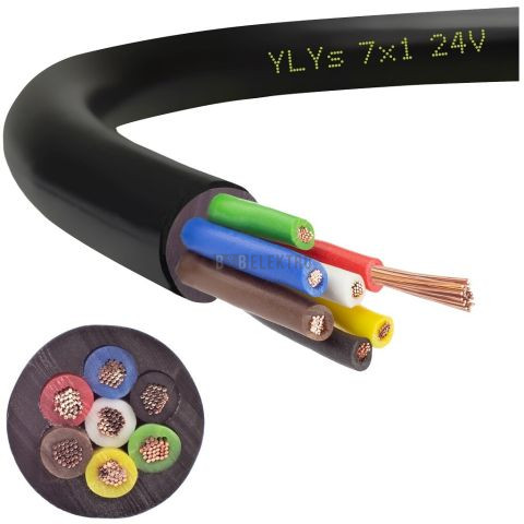 Kabel YLYs  7 x  1  24V černá - automobilový kabel