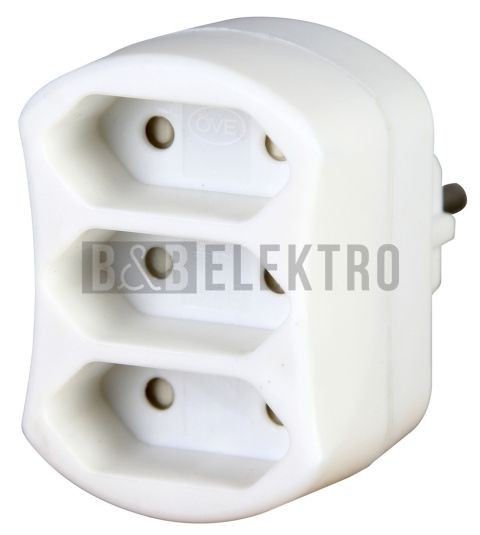 Rozbočka 3x230V plochá vidlice Euro-Adapter 4713.0200.3 Kopp bílá