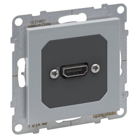 Suno HDMI 2.0 předkonektorovaná zásuvka, vybavená kabelem o délce 15cm, barva hliník, Legrand 721349