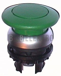 M22S-DP-G tlačítko hřibové bez aretace zelené,čelní kroužek černý