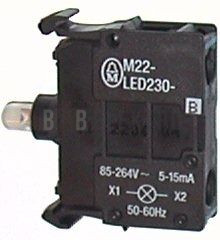 M22-LED230-B Prvek LED,čelní upevnění se šroubovými svorkami 85 - 264V AC modrá