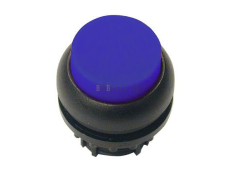 M22S-DRL-B  tlačítko prosvětlené zapuštěné s aretací modré,černý čelní kroužek