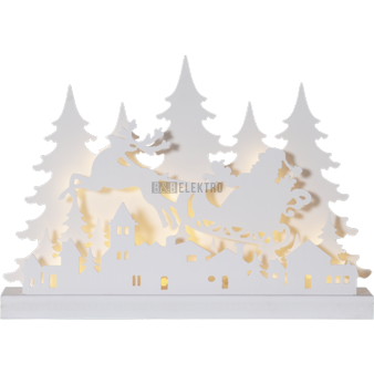 Svícen GRANDY, dřevěný bílý, baterie 3xAA, 36x žárovka, v:30cm, š:42cm,StarTrading 650-10