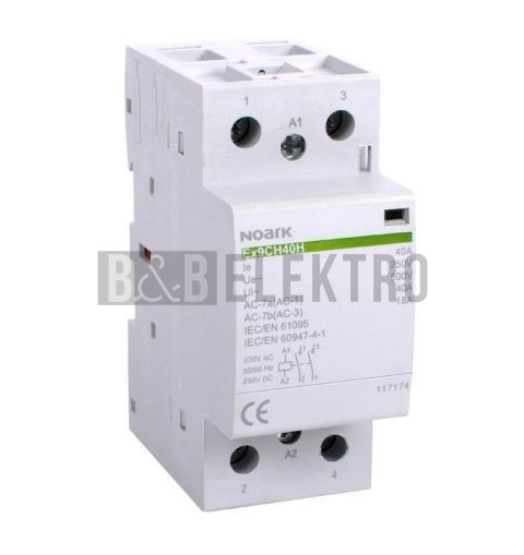 Instalační stykač 40A Ex9CH40H 20 tichý 2NO 230V AC/DC Noark 117174