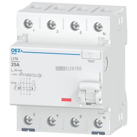 Proudový chránič 25A, LFN-25-4-030A 30mA AC čtyřpólový OEZ:42451