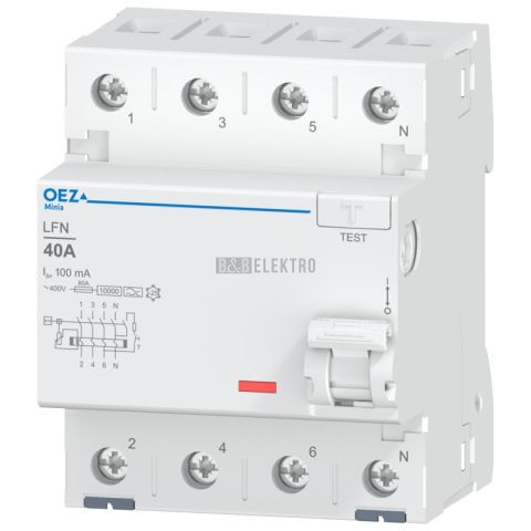 Proudový chránič 40A, LFN-40-4-100A 100mA A čtyřpólový OEZ:42456