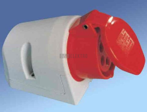 Zásuvka nástěnná 32A, 3pólová 230V IP44 šroubová svorka PCE 123-6