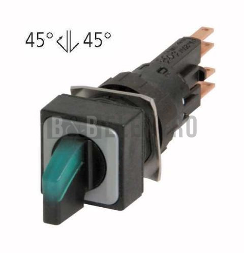 Q18LWK3R2-GN hlavice přepínače prosvětlená 3polohová,1poloha aretovaná,bez žárovky,zelená