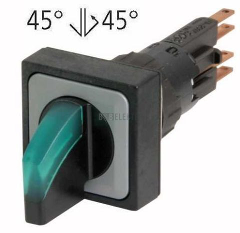 Q25LWK3R1-GN/WB ovládací hlavicepřepínače prosvětlená 3poloh.1aretovaná,se žárovkou,zelená