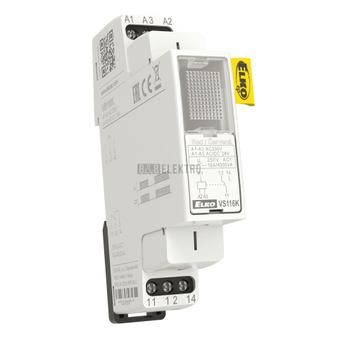 Elko VS116K - Červená Pomocné relé AC 230V, AC/DC24V