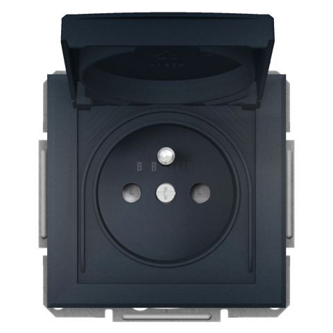 Asfora - Zásuvka 2P+PE 250V 16A, clonky, IP44, antracit, Schneider EPH2800671