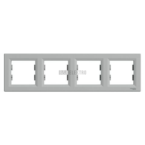 Asfora - Krycí rámeček čtyřnásobný, aluminium, Schneider EPH5800461