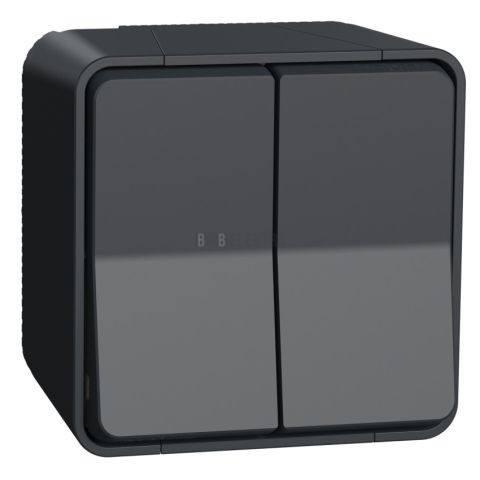 Mureva Styl MUR35022 Kompletní přepínač dvojitý střídavý č.6+6, IP55, povrchový, Antracit