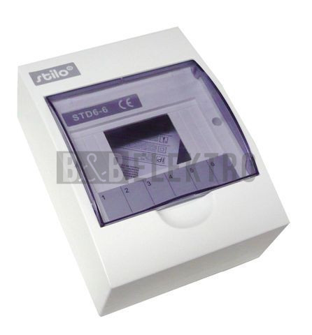 Rozvodnice   6-modulů na omítku IP30 plastová bílá, průhledná dvířka nástěnná STI613-6