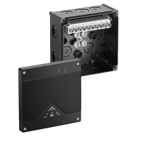 Krabice rozbočovací na omítku Abox 100-10²/sw se svorkovnicí IP66 152x152x80mm černá Spelsberg 81002001