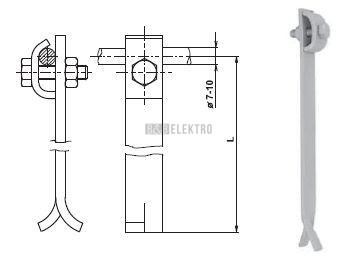 PV  1b-20 podpěra vedení hromosvodního vodiče do zdive, délka 200mm, FeZn