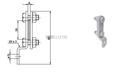 PV 44 Cu podpěra zemnicí pásky na konstrukce pomocí vrutu, provedení Cu měď